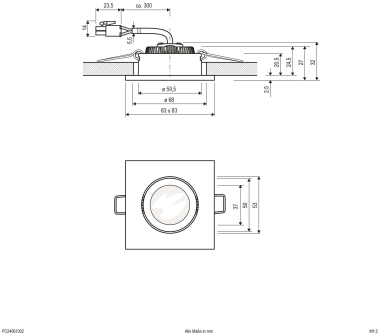 P-LED Deckenleuchte quad.     PC24061302 