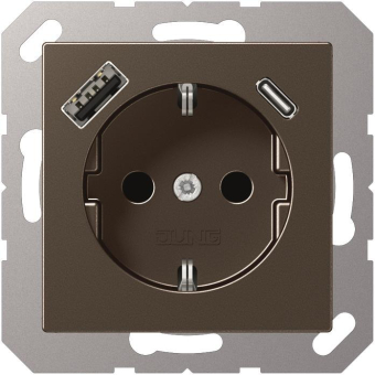 Jung SCHUKOsteckdose m.USB  A1520-15CAMO 