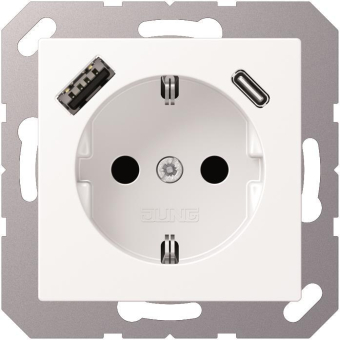 Jung SCHUKOsteckdose m.USB A1520-15CAWWM 