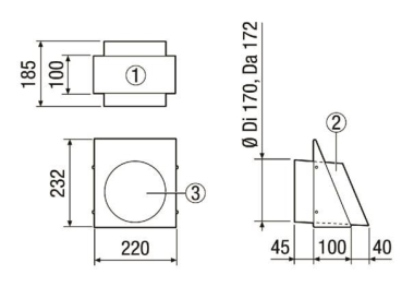 Maico Wandstutzen Fortluft     KW-FL 16E 