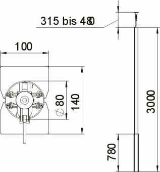 OBO ISS140100RRW Instssäule Boden/Decke 