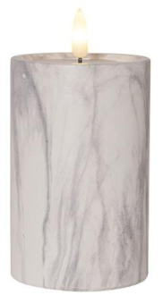 S&H LED-Kerze Marmoroptik 7,5x15cm 88218 