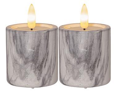 S&H LED-Kerze Marmoroptik 5,5x9cm  88221 