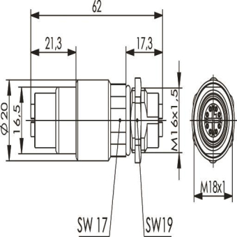 TEGA STX M12x1-M12x1Kupplung J80029A0100 