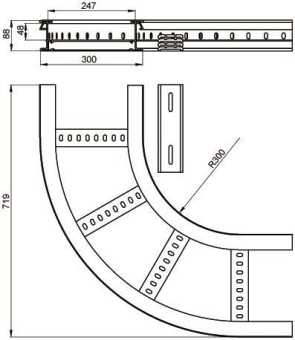 Unex Flachbogen 90  lichtgrau   67306-04 