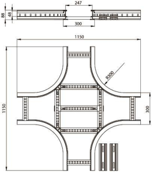 Unex Kreuzung 85x300mm R300     67308-04 