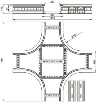 Unex Kreuzung 135x300mm R300    67328-04 