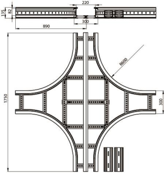 Unex Kreuzung 135x300mm R600    67329-04 