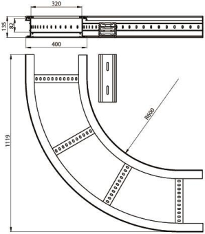 Unex Flachbogen 90  lichtgrau   67427-04 