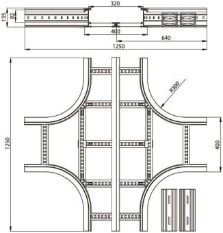 Unex Kreuzung 135x400mm R300    67428-04 