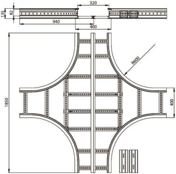 Unex Kreuzung 135x400mm R600    67429-04 