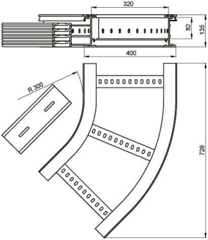 Unex Flachbogen 45  lichtgrau   67436-04 