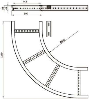 Unex Flachbogen 90  lichtgrau   67507-04 