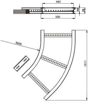 Unex Flachbogen 45  lichtgrau   67517-04 