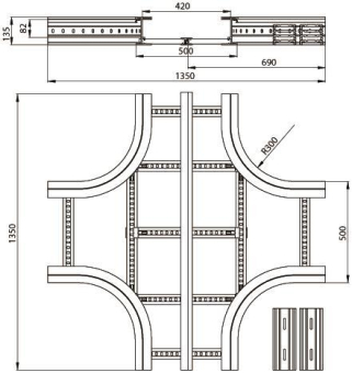 Unex Kreuzung 135x500mm R300    67528-04 