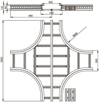 Unex Kreuzung 135x500mm R600    67529-04 