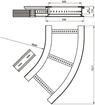 Unex Flachbogen 45  lichtgrau   67537-04 