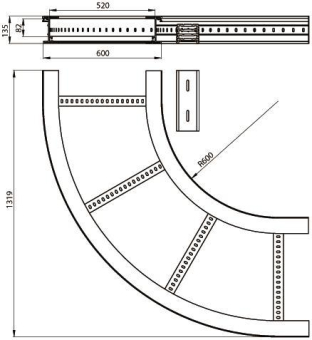Unex Flachbogen 90  lichtgrau   67627-04 