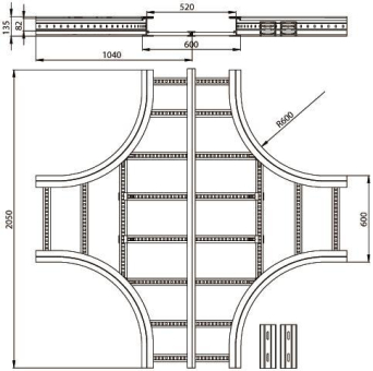 Unex Kreuzung 135x600mm R600    67629-04 