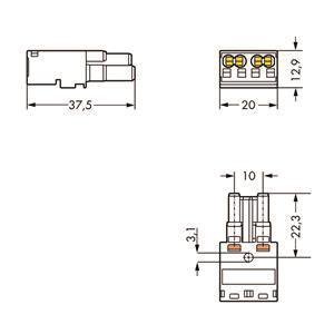 WAGO 770-1102 Buchse,2-polig,Kod. I,blau 