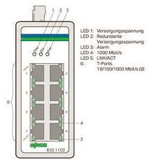 WAGO 852-1102 Industrial-Switch,8 Ports 