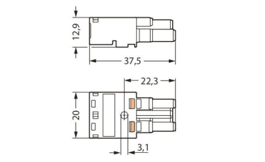 WAGO 770-1102 Buchse,2-polig,Kod. I,blau 
