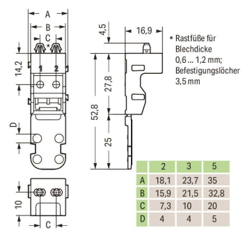 WAGO 221-523 Befestigungsadapter,für 