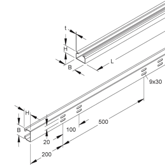 NIED GFK-Kabelrinne, gelocht, KPL 40.060 