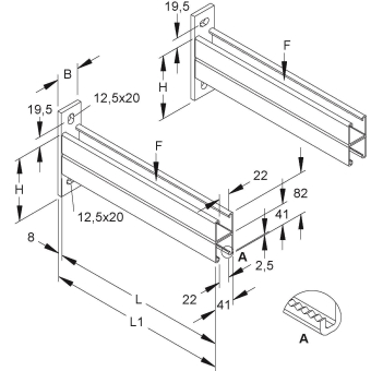 Niedax Ausleger Strut     HKC 96ZD/500 F 