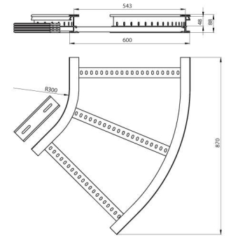 Flachbogen 45  halogenfrei grau 85x600 R 
