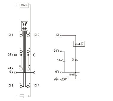 WAGO 753-432 4-Kanal-Digitaleingang,DC 