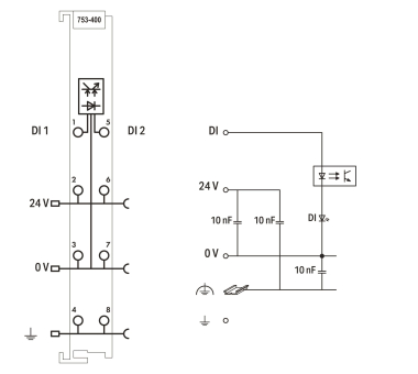 WAGO 753-400 2-Kanal-Digitaleingang,DC 