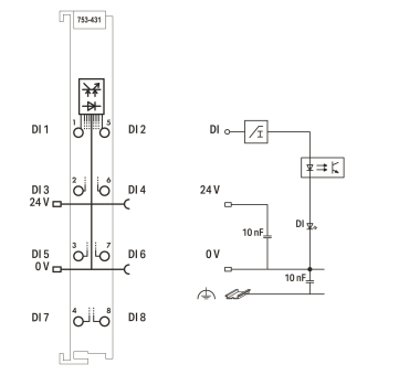 WAGO 753-431 8-Kanal-Digitaleingang,DC 