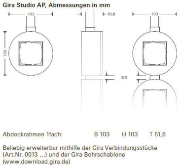 GIRA 0061055 AP-Gehäuse 1fach Studio 
