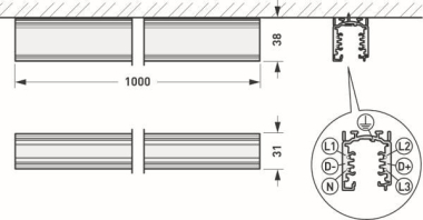 TRILUX Rail D DALI 3PH L1 ST     8902100 