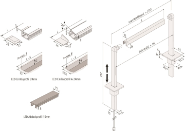 Hera LED Vitrinenprofil 1m   61500032701 