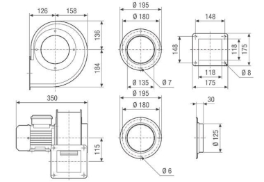 Maico Radialgebläse Metall GRM ES 14/2 D 