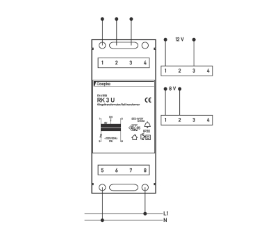 DOEP Klingeltrafo 4-8-12V 2A        RK3U 