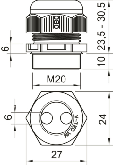 OBO V-TEC VM20 2x6 Kabelverschraubung m. 