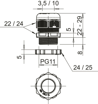 OBO V-TEC PG11+ LGR Kabelverschraubung m 