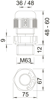 OBO V-TEC VM63UV LGR Kabelverschraubung 