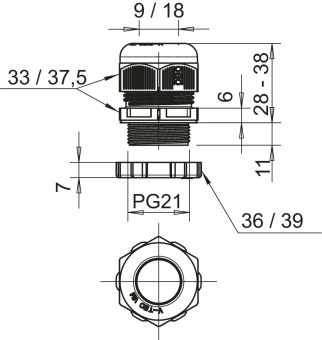 OBO V-TEC PG21+ LGR Kabelverschraubung m 