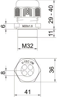 OBO V-TEC VM32 4x8 Kabelverschraubung m. 