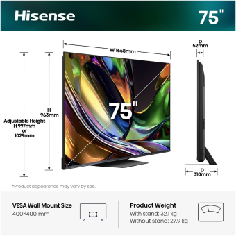Hisense 75UR8DS sw Mini LED-TV RGB 