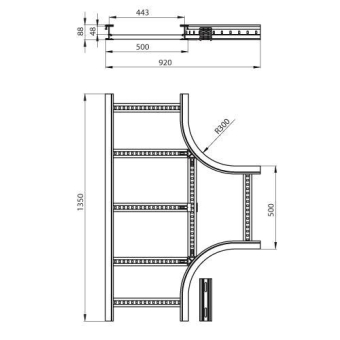 T-Abzweiger halogenfrei grau 85x500 R300 