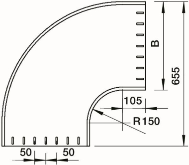 OBO RBU 90 660 A2 Bogen 90° ungelocht 