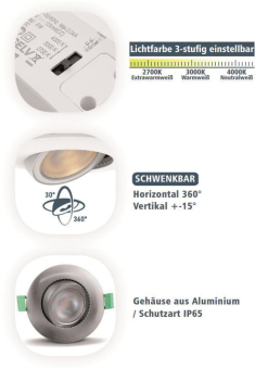 LTEK Einbaustrahler IP65 schwenkbar SPME 