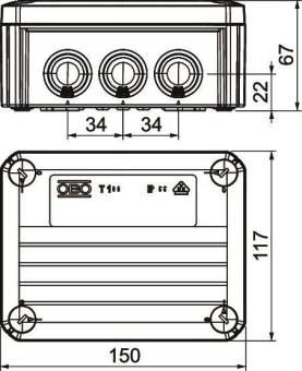 OBO T 100 M25-M32 Kabelabzweigkasten 