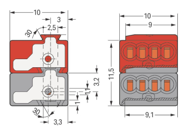 WAGO 243-211 4-Leiter-Buchsenklemme,PUSH 