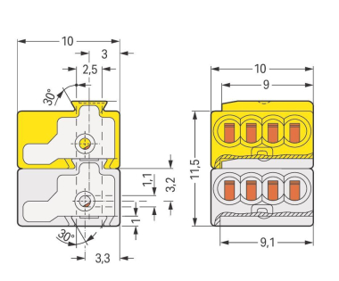 WAGO 243-212 4-Leiter-Buchsenklemme,PUSH 